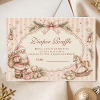Pink Santa Christmas Baby Shower Diaper Raffle