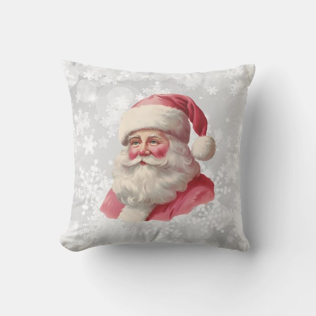 Pink Santa Christmas Home Decor Cushion (Front)