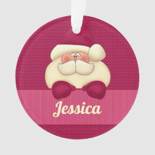 Pink Santa Christmas with Name Ornament