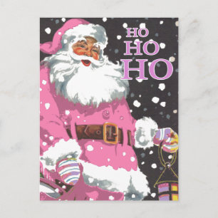 Pink Santa Claus Christmas Card