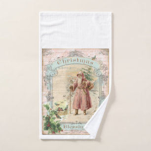 Pink Santa Claus Christmas Victorian Style Bath Towel Set