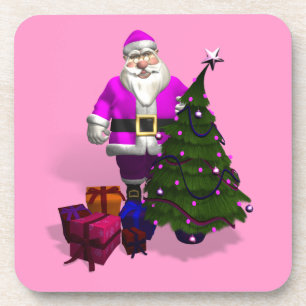 Pink Santa Claus Coaster