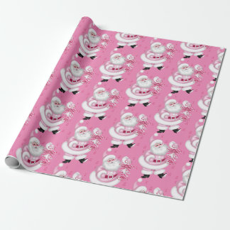 Pink Santa Claus Holiday Christmas Wrapping Paper