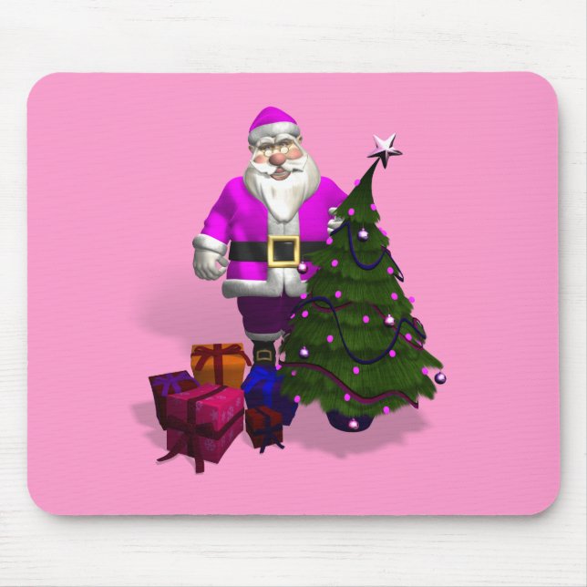 Pink Santa Claus Mouse Pad (Front)