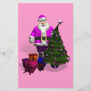 Pink Santa Claus Stationery