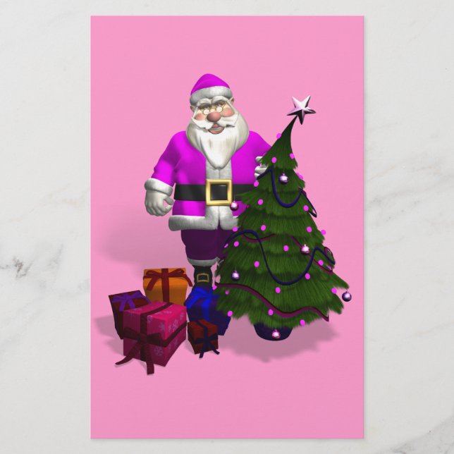 Pink Santa Claus Stationery (Front)
