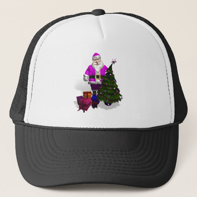 Pink Santa Claus Trucker Hat (Front)