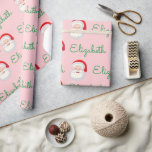 Pink Santa Face Personalise Christmas Holiday gift Wrapping Paper<br><div class="desc">Pink Santa Face Personalise Christmas Holiday gift Wrapping Paper</div>