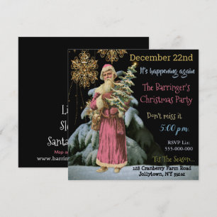 Pink Santa from Christmas Past Invitation