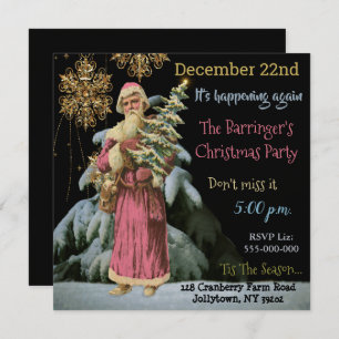 Pink Santa from Christmas Past Invitation