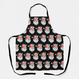 Pink Santa Hat Retro Cute Kitty Cat Christmas Apron