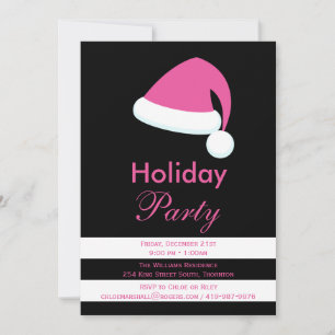 Pink Santa Holiday Party Invitation