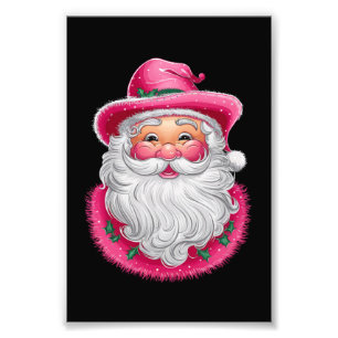 Pink Santa Retro Christmas Matching Family Party Photo Print