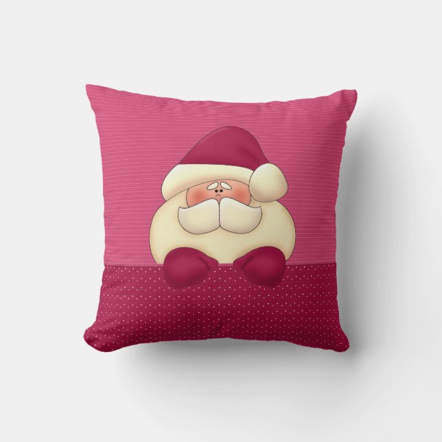 Pink Santa Reversible Christmas Cushion (Front)