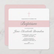 Pink Sash Baptism invitation