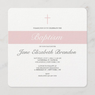 Pink Sash Baptism invitation