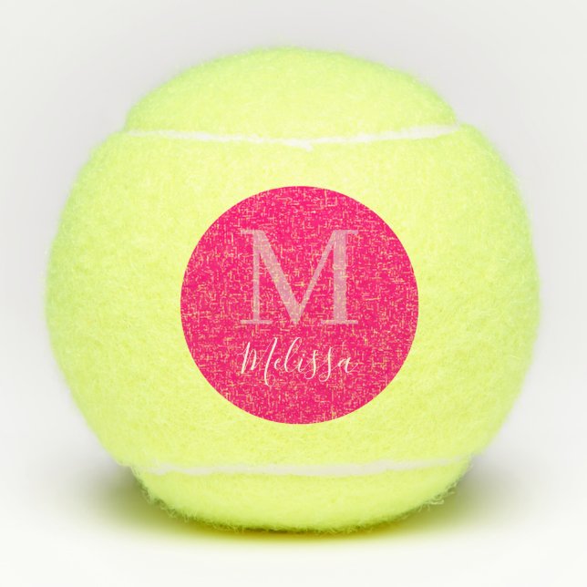 Pink Sassy Elegant Modern Monogram Tennis Balls (Front)