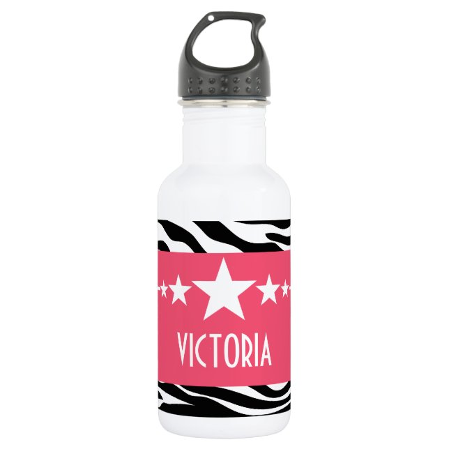 Pink Sassy Star Zebra 532 Ml Water Bottle (Front)