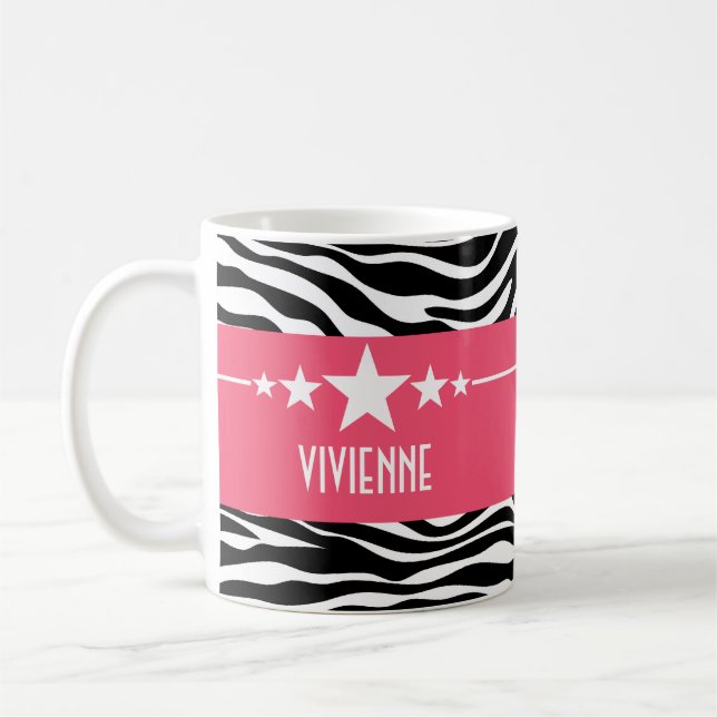 Pink Sassy Star Zebra Mug (Left)