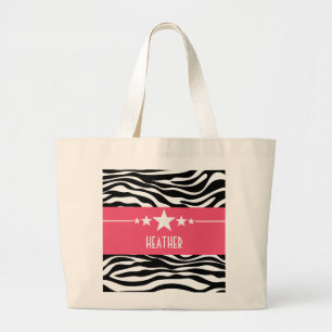 Pink Sassy Star Zebra Tote Bag