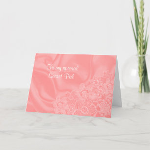 Pink satin birthday wish card