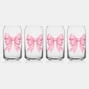 Pink Satin Bow Cute Girly Drink Glass