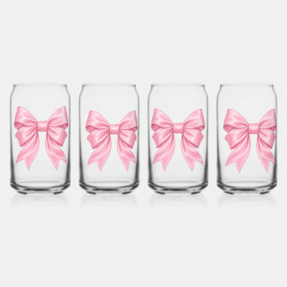 Pink Satin Bow Cute Girly Drink Glass