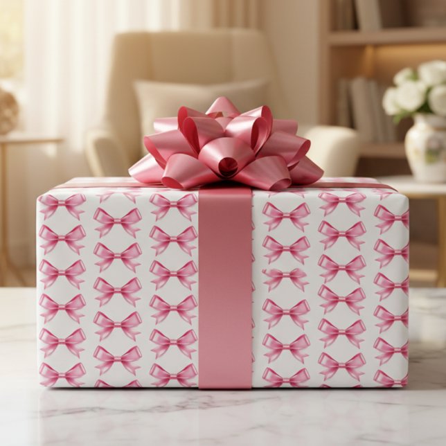 Pink Satin Bow Wrapping Paper Sheets (Pink Satin Bow Wrapping Paper Sheets)
