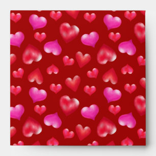 Pink Satin Hearts   Valentine's Day Envelope