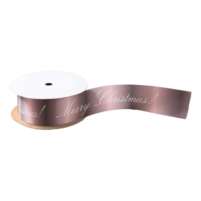 Pink satin merry Christmas Satin Ribbon (Spool)