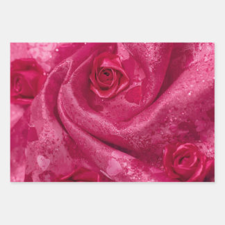 Pink Satin Rose Wrapping Paper Sheet