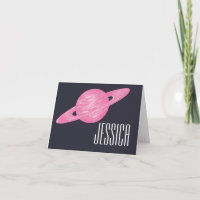 Pink Saturn Space Lovers Personalized Name Kids