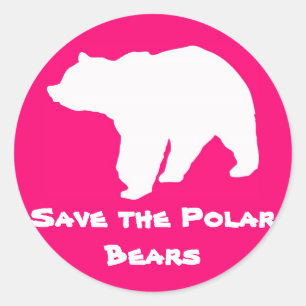 Pink Save the Polar Bears Stickers