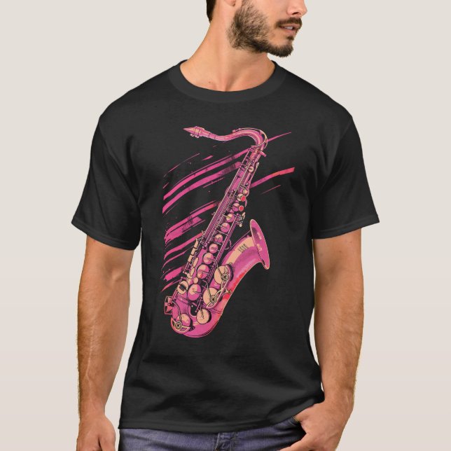 Pink Saxophone T-Shirt (Front)