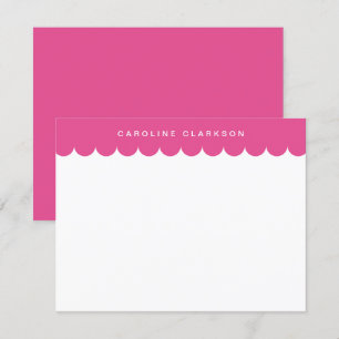 Pink Scallop Border Modern Stationery note card