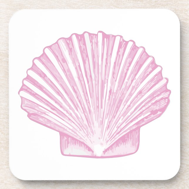 Pink Scallop Shell Coastal Coaster (Front)