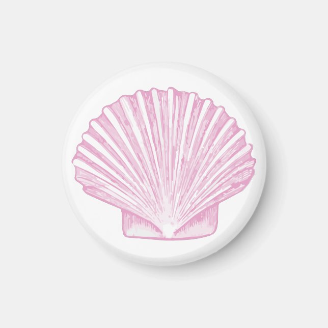 Pink Scallop Shell Coastal Magnet (Front)