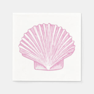 Pink Scallop Shell Coastal Napkin