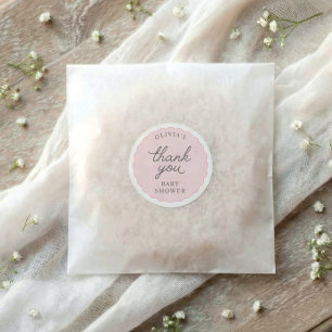 Pink Scalloped Frame Round Baby Shower Classic Round Sticker