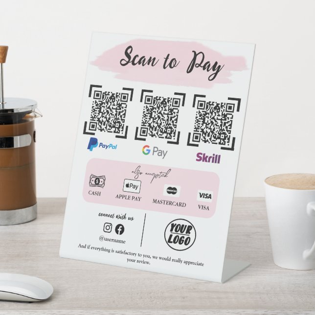 Pink Scan To Pay Template | Modern QR Payment Sign (In SItu)