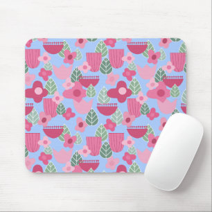 Pink Scandinavian Spring Mouse Pad