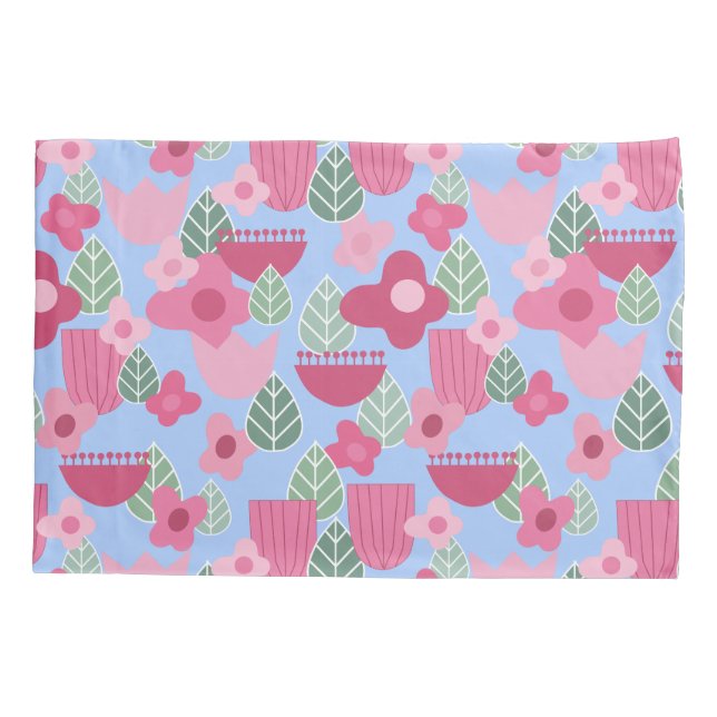 Pink Scandinavian Spring Pillowcase (Back)