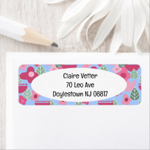 Pink Scandinavian Spring Return Address Label