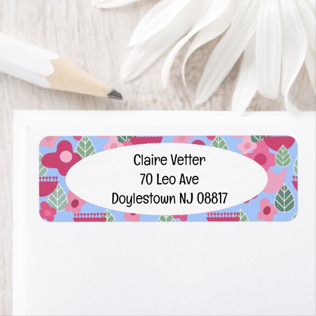 Pink Scandinavian Spring Return Address Label (Insitu)