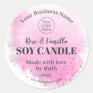 Pink Scented Soy Candle Melt Logo Handmade Label