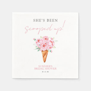 Pink Scooped Up Watercolor Ice Cream Bridal Shower Napkin