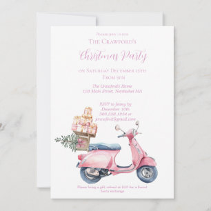 Pink Scooter Christmas Shopping Spree  Invitation