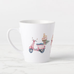 Pink Scooter Christmas Shopping Trip  Latte Mug