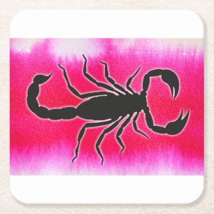 pink scorpio square paper coaster