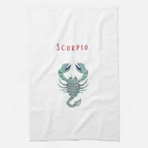 Pink Scorpio, zodiac, star sign Tea Towel